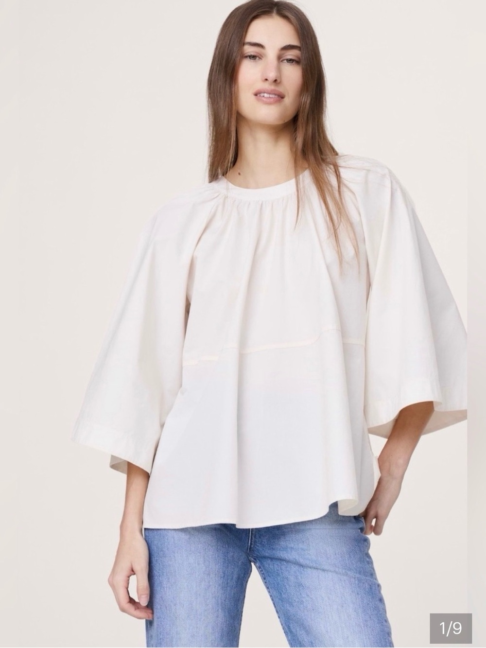 NWT banana republic large cotton poplin trapeze top cream